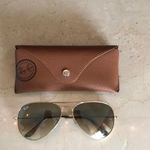 Ray Ban Aviator sunglasses with brown case